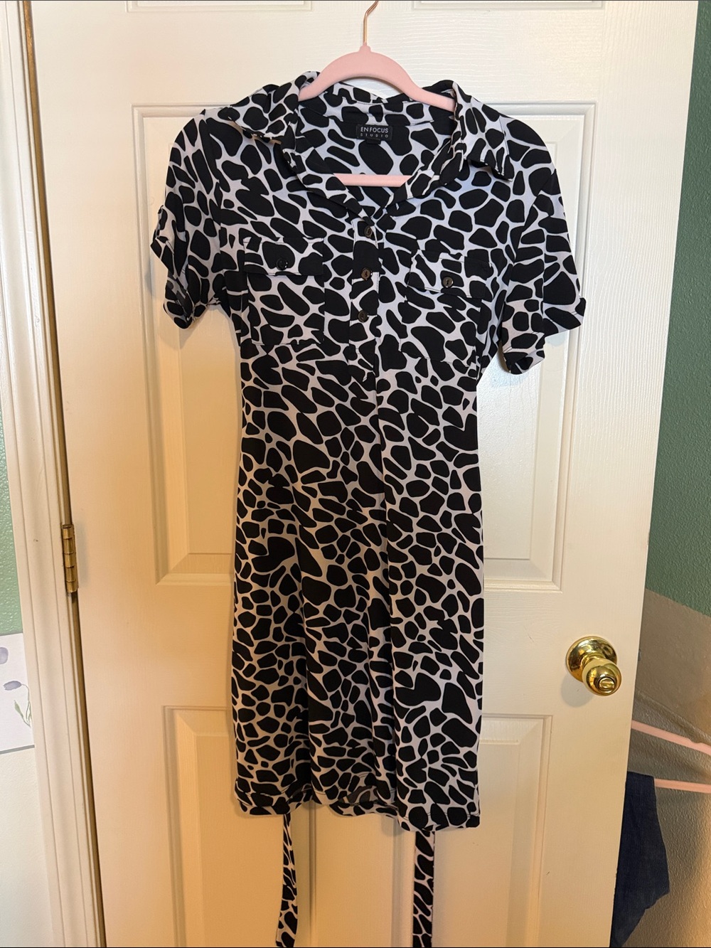 Enfocus Studio Black and White Printed Mini Shirt Dress - Picture 2 of 4